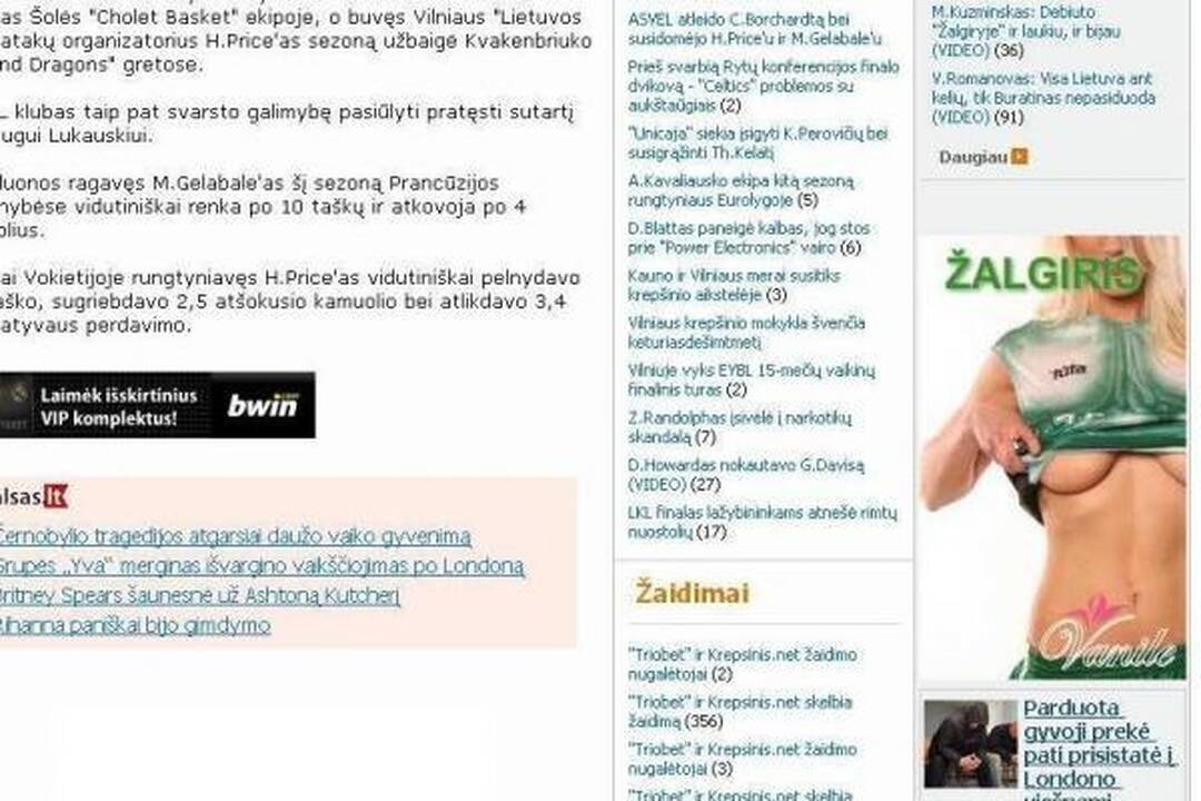 Erotikos reklamoje – „Žalgirio“ vardas