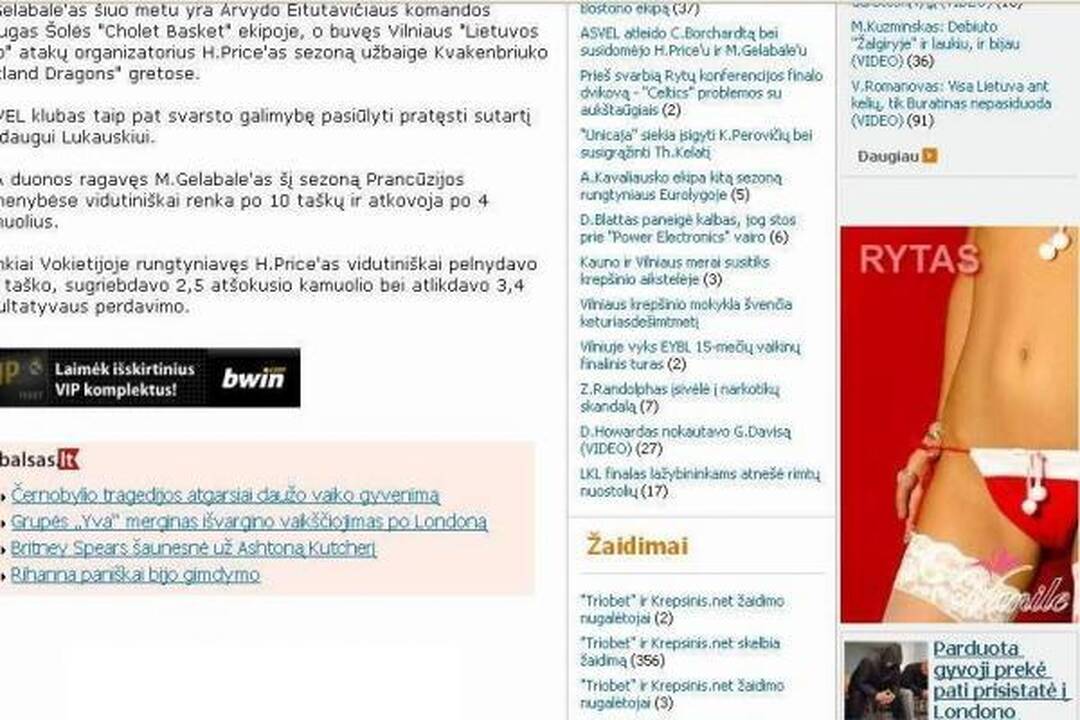 Erotikos reklamoje – „Žalgirio“ vardas