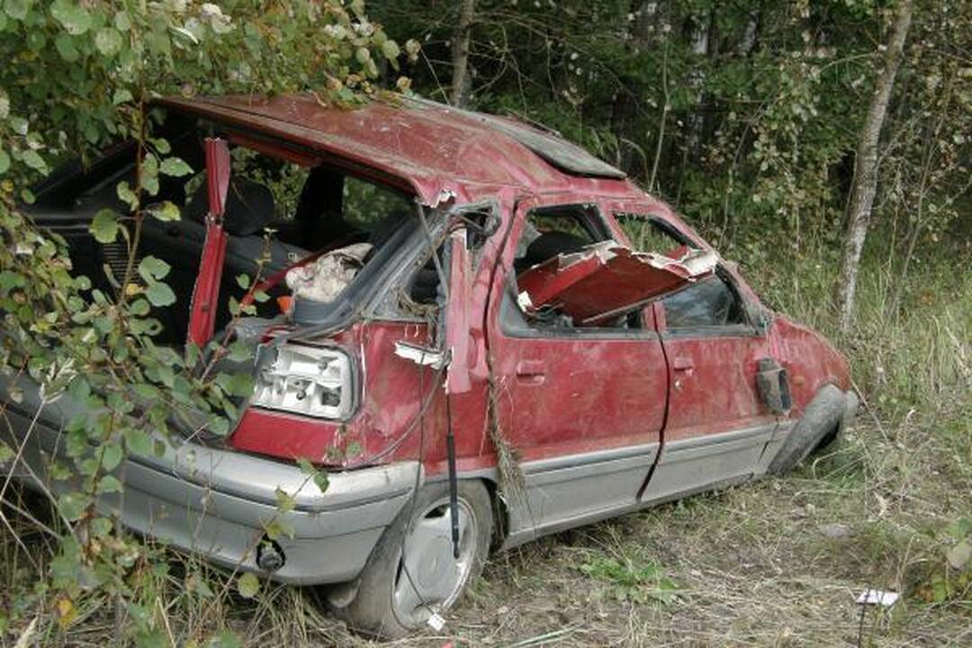 Automobiliu vertęsis girtas vairuotojas liko gyvas