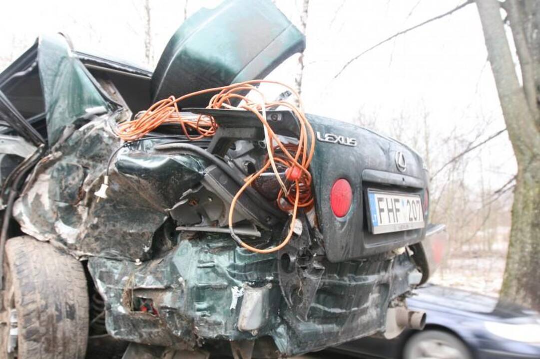 Vilniuje į medžius atsitrenkė „Lexus“, ligoninėje trys žmonės