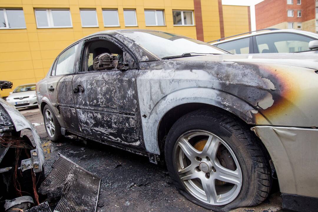 Dubingių gatvėje degė automobiliai