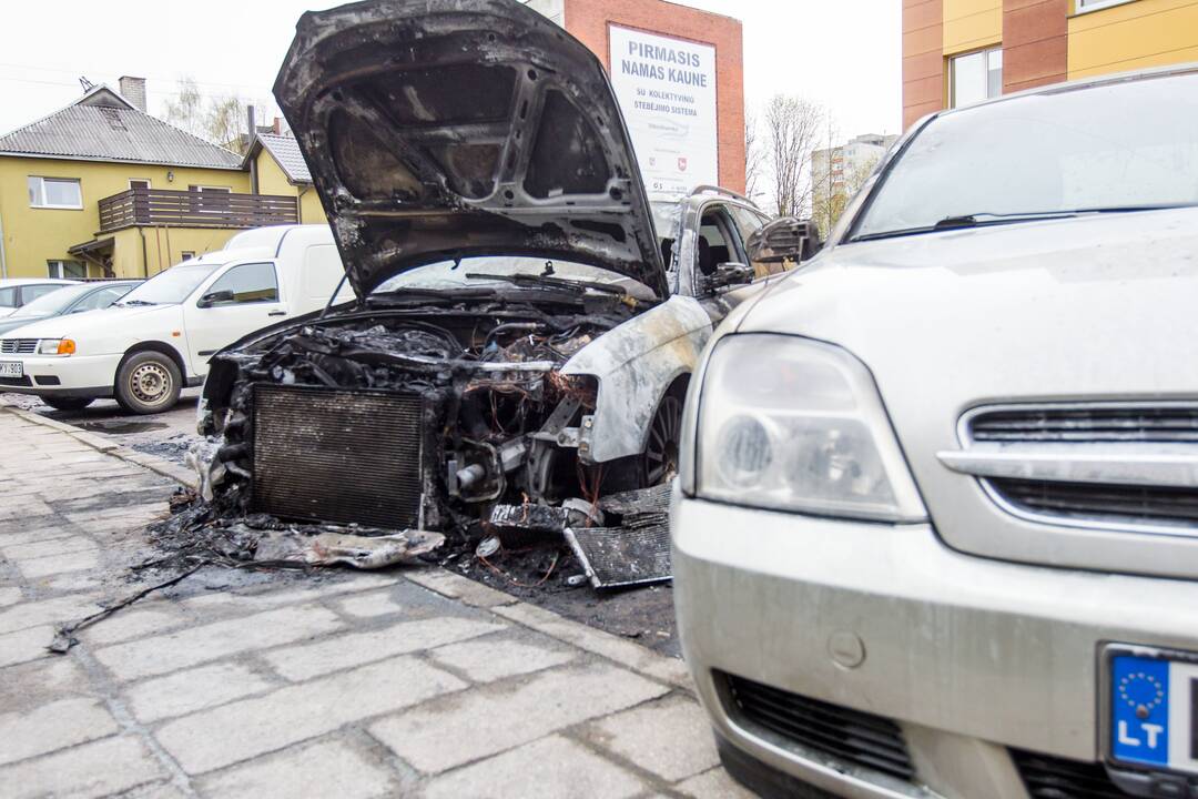Dubingių gatvėje degė automobiliai