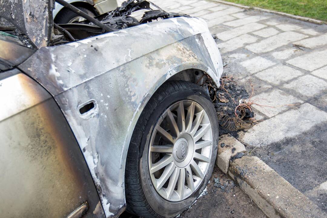 Dubingių gatvėje degė automobiliai