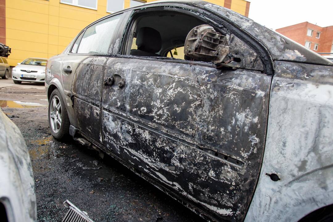 Dubingių gatvėje degė automobiliai