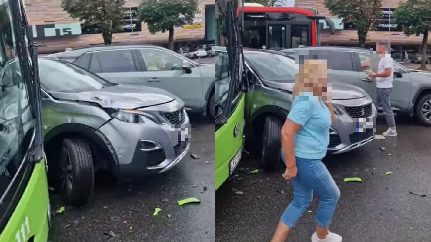 Per avariją Savanorių prospekte aplamdyti automobiliai ir troleibusas