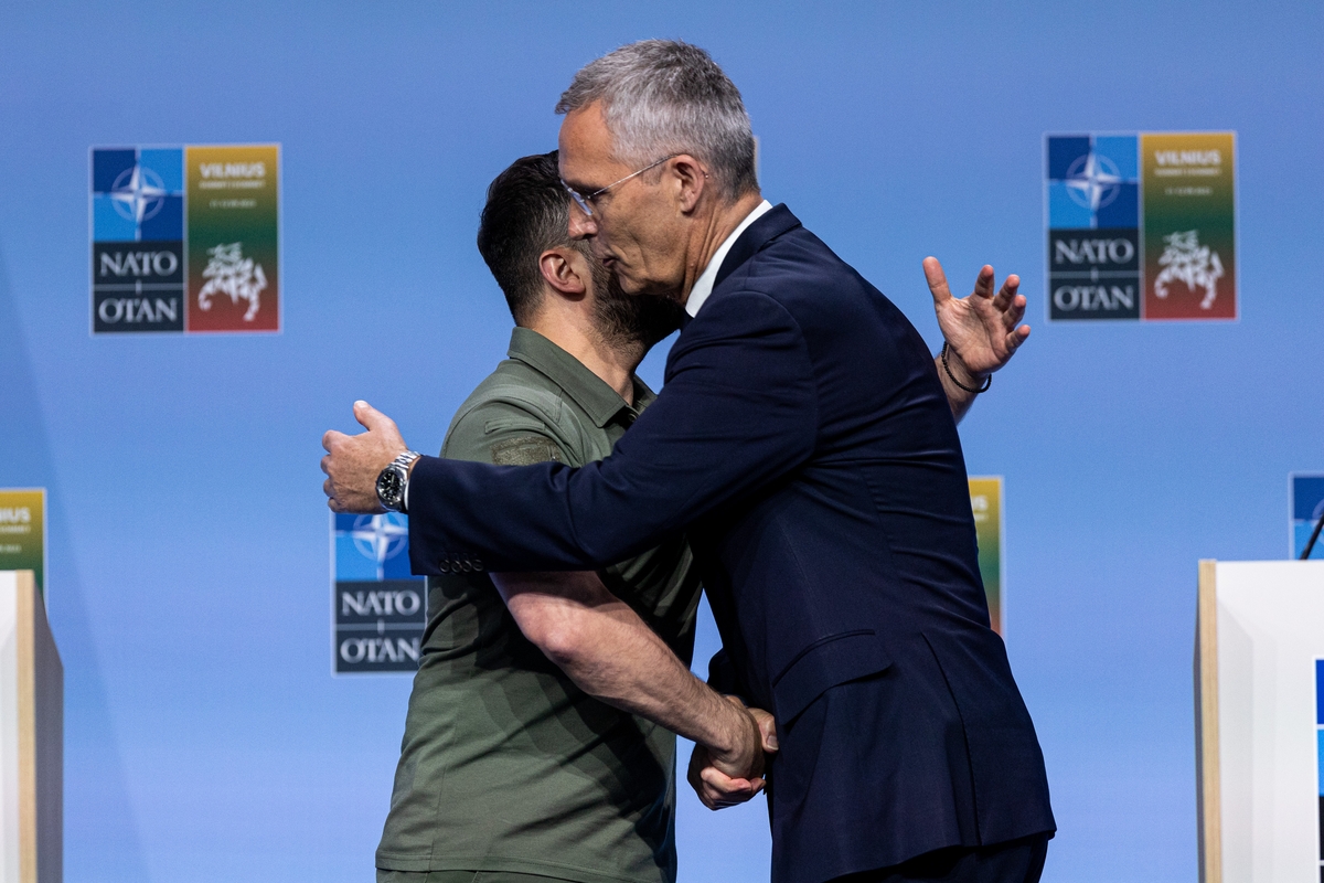 V. Zelenskio spaudos konferencija NATO viršūnių susitikime Vilniuje