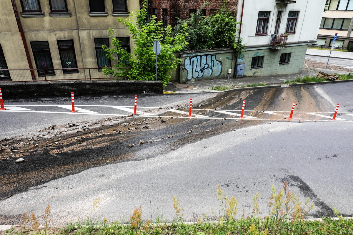 Kauno gatvės po lietaus