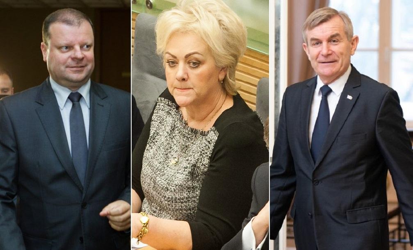 Saulius Skvernelis (iš kairės), Irina Rozova, Viktoras Pranckietis