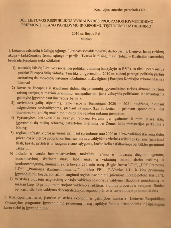 Koalicijos sutarties pasirašymas