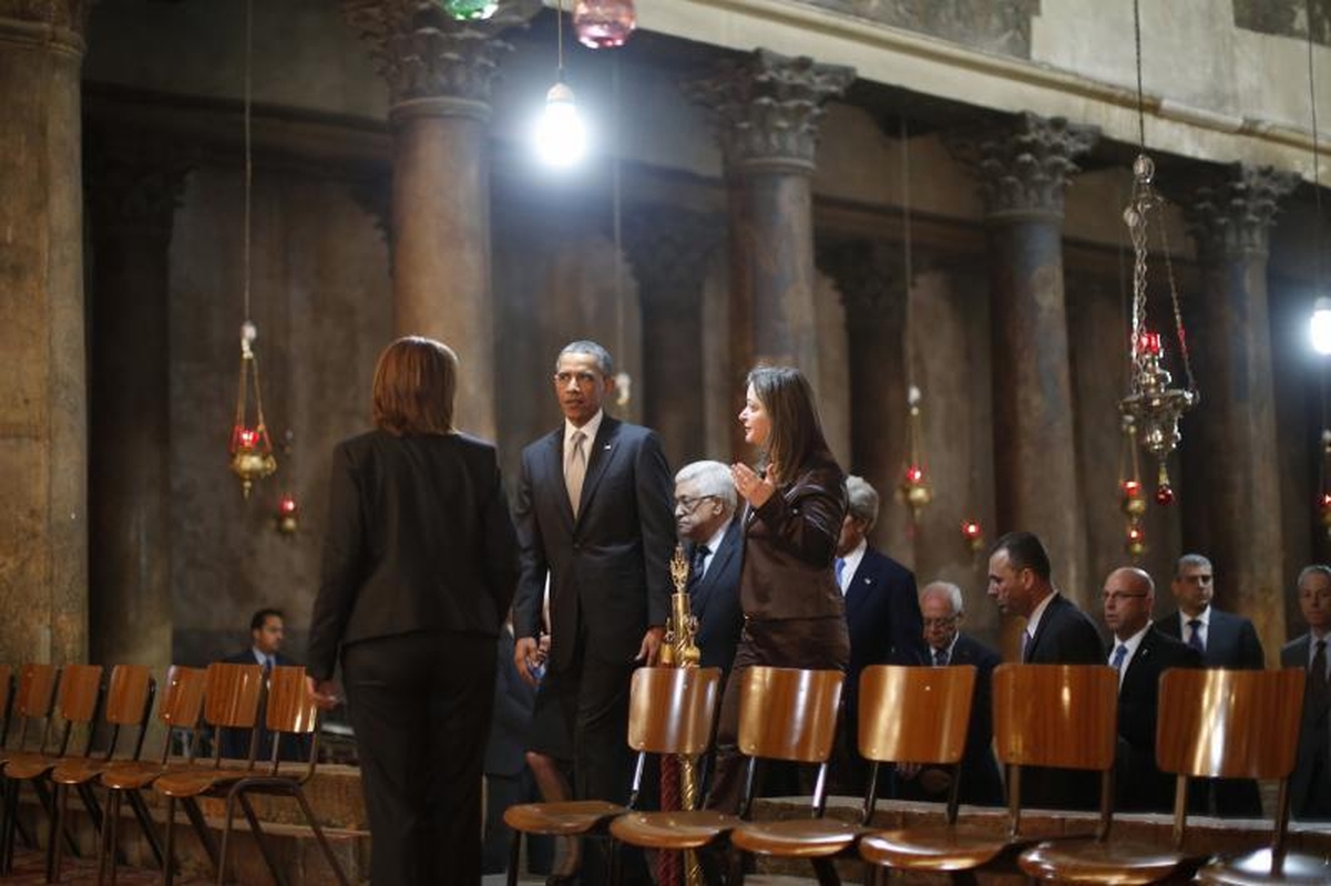 B.Obama aplankė Viešpaties gimimo bažnyčią Betliejuje