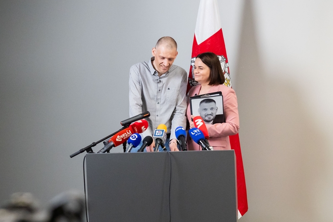 Sviatlana Cichanouskaja ir jos vyras Siarhejus Cichanouskis.