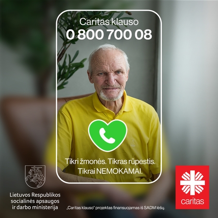 Pristato: „Tikri žmonės. Tikras rūpestis. Tikrai nemokamai“, – pasirašo „Caritas klauso“ vienas veidų A. Žekonis iš Kauno.