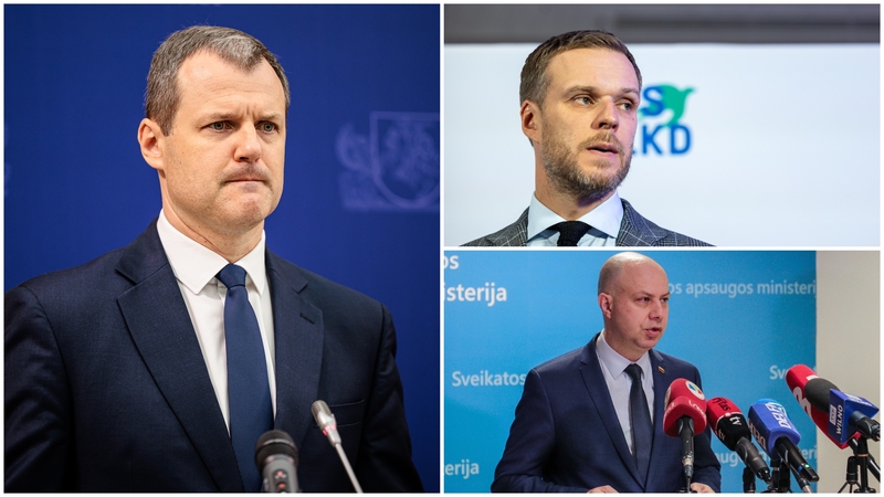 Gintautas Paluckas (kairėje), Gabrielius Landsbergis (viršuje), Aurelijus Veryga