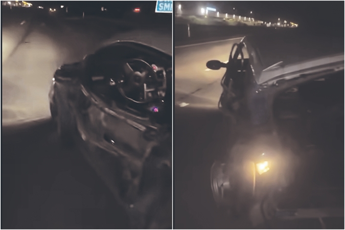 Nuostoliai: dėl naktį magistralėje nedideliu greičiu riedėjusio mikroautomobilio įvyko avarija.