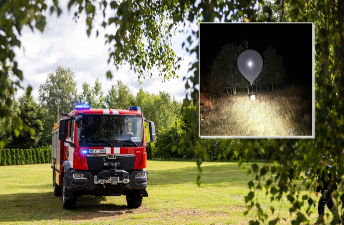 Kauno rajone, medyje, įstrigo kontrabandininkų balionas su kroviniu