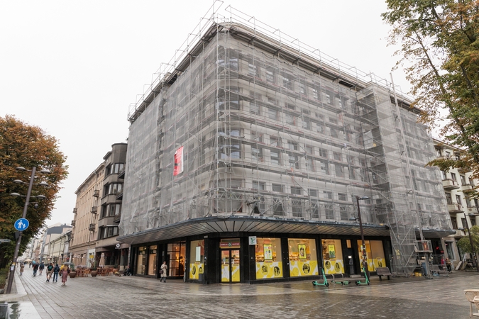 Sustoję: jau metus „Pienocentro“ rūmai nėra tvarkomi, nors pastoliai stovi.