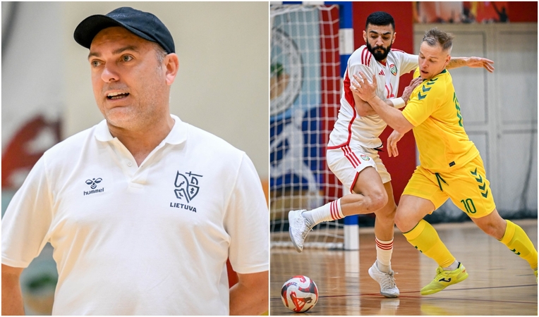 Išvyka: treneris Dentinho pozityviai įvertino rinktinės žaidimą su JAE salės futbolininkais.