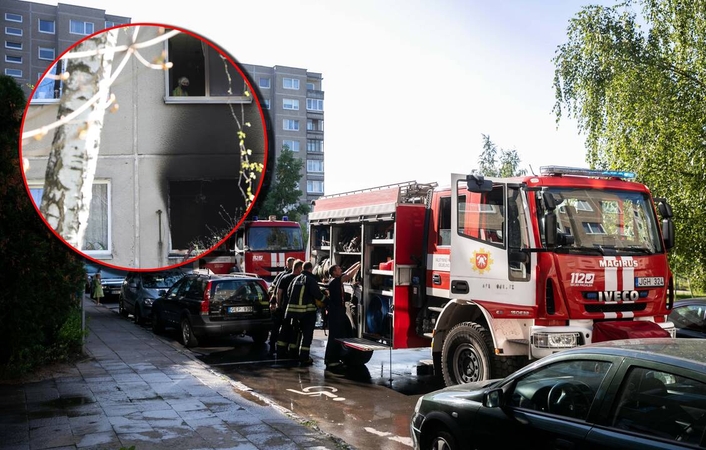 Atskleidė daugiau detalių apie gaisrą Marijampolėje: gelbėdamasis vyras iššoko iš balkono