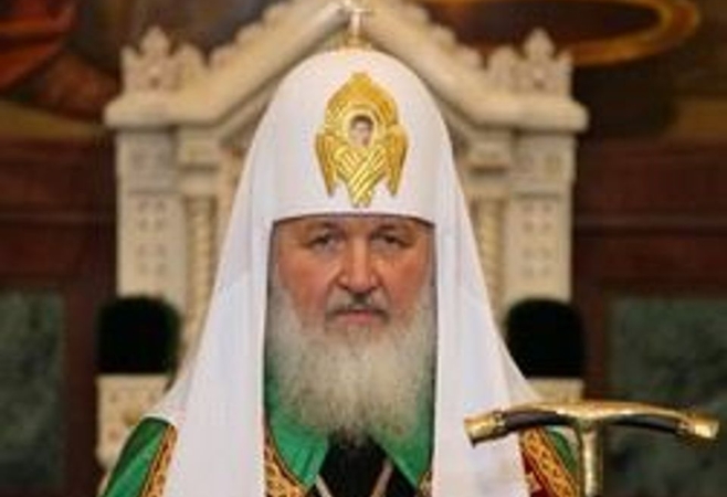 Kraujas: Kremliaus propagandą skleidžiantis Kirilas atvirai remia kraugerišką Rusijos karą prieš Ukrainą.