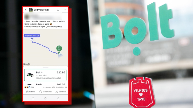 Dėl didžiulės „Bolt“ kainos už kelionę – emocijų audra: brangiau nei skrydis sraigtasparniu!