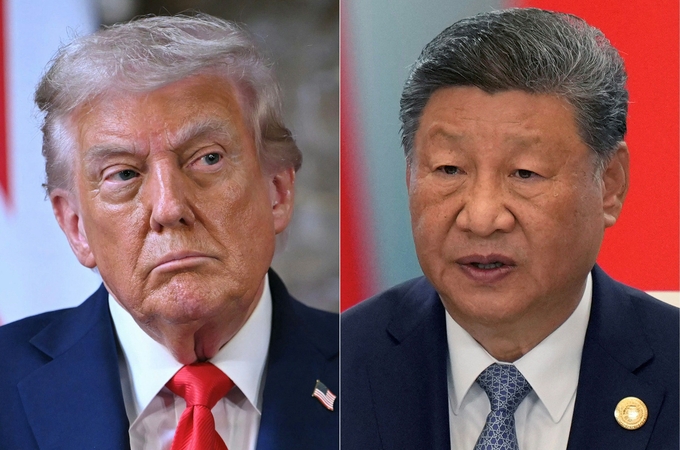 Donaldas Trumpas (kairėje) ir Xi Jinpingas