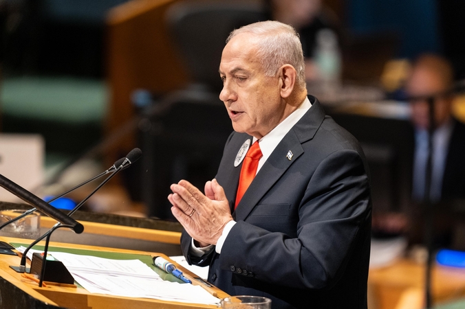 Palestiniečių pareigūnas: Benjamino Netanyahu kalba JT buvo persmelkta melo