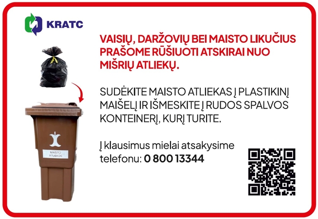 Ryškūs lipdukai ant konteinerių primins klaipėdiečiams, kur mesti maisto atliekas.