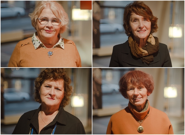 Kompanionės: su parodos lankytojais savanorės I. Armanavičienė, V. Kemeklienė, V. Plioplienė, V. Budvytienė pasidalija ne tik žiniomis apie festivalio projektus, bet ir savo įžvalgomis.