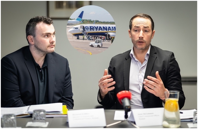 „Ryanair“ spaudos konferencija viešbutyje „Vilnia“. Vyriausiasis komercijos vadovas Jasonas McGuinnessas pateikė naujausią informaciją apie „Ryanair“ veiklą Lietuvoje.