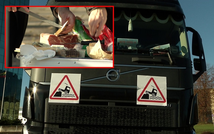 Neoficialiame vežėjų proteste – lašiniai, kava ir balionai  