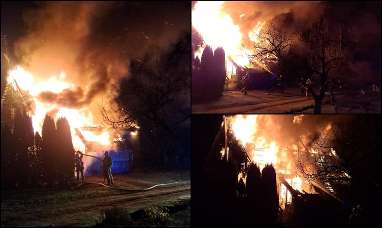 Vaizdai iš įvykio vietos: Mažeikių rajone – didžiulis gaisras