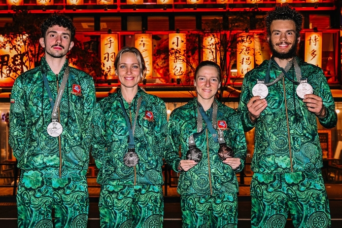 Laimikiai: orientacininkai (iš kairės) M. Makutėnas ir A. Atgailainė iškovojo po vieną medalį, G. Diržiūtė ir R. Koveckis – po du.