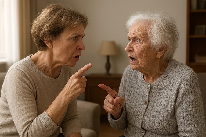 Situacija: dėl kokių priežasčių dvi moterys pykstasi, nežinia, bet manoma, kad joms reikalinga specialistų pagalba.
