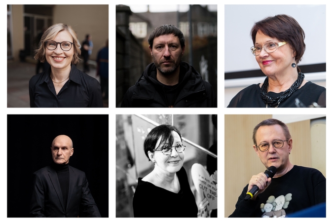 Iš kairės į dešinę, iš viršaus į apačią: prof. dr. Marija Drėmaitė, Ignas Miškinis, Giedrė Marija Žebriūnienė (kūrybinis vardas Giedrė Kaukaitė), Albinas Kėleris, Laisvydė Šalčiūtė, Gintaras Grajauskas.