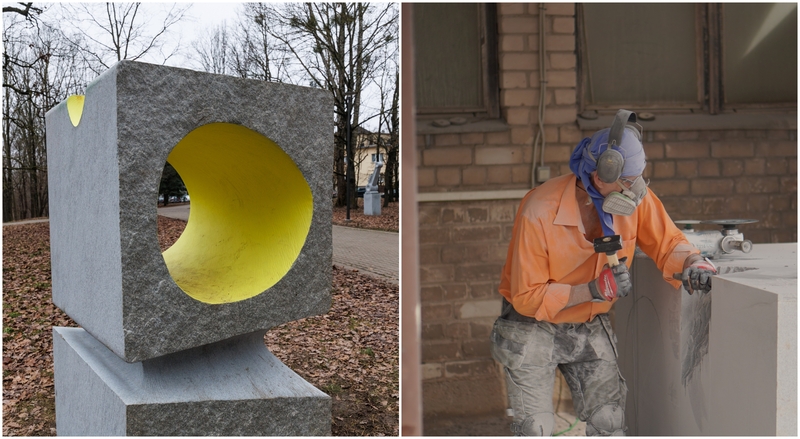 Rezultatas: naujuosius akcentus Kaunui dešimt atrinktų menininkų sukūrė per mažiau nei mėnesį. Nuotraukoje – Āris Smildzers ir jo „Modernistinis portretas“.