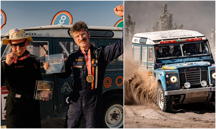 Prizininkai: šiemet sausio mėnesį 47-ojo Dakaro ralio „Classic“ kategorijos lenktynes K. Raišys (dešinėje) su I. Daunoravičiumi užbaigė užėmę trečią vietą.