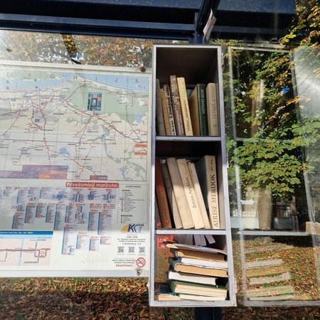 Lobis: knygų lentynėlės dažnai apkrautos įvairiomis knygomis, kurias kiekvienas klaipėdietis gali pasiimti arba papildyti savosiomis.