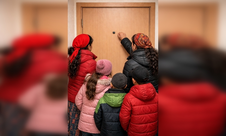 Nežinia: klaipėdiečiai, pastebėję atvykėlius per durų akutę, nusprendė jų neįsileisti.