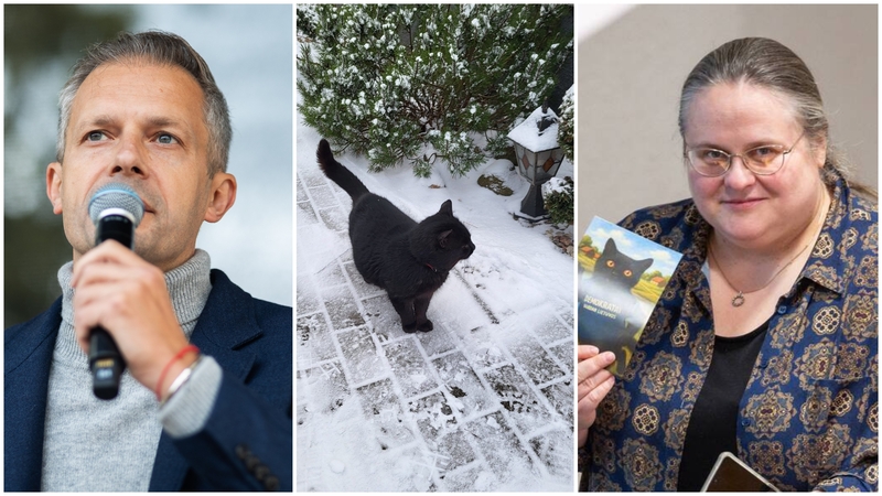 Andrius Tapinas, katinas Nuodėgulis ir Agnė Širinskienė