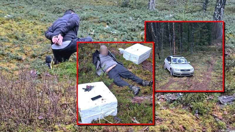 Pasieniečiai miške sulaikė kontrabandininkus su balionais atskraidintų cigarečių kroviniu