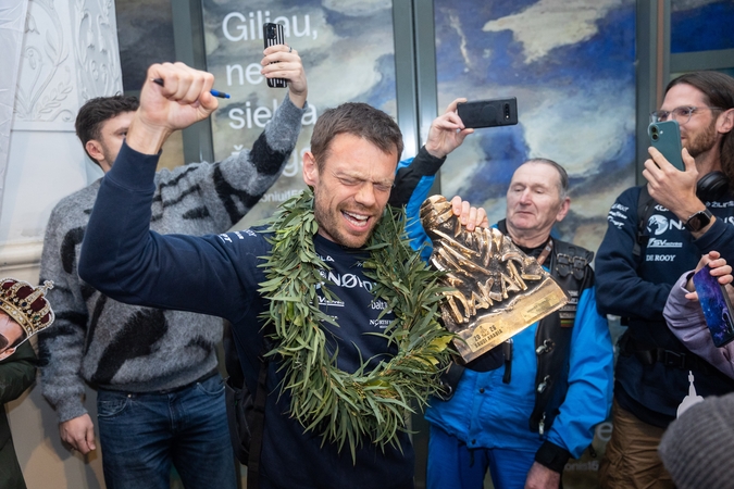 Dakaro ralio čempionų pasitikimas Vilniaus oro uoste