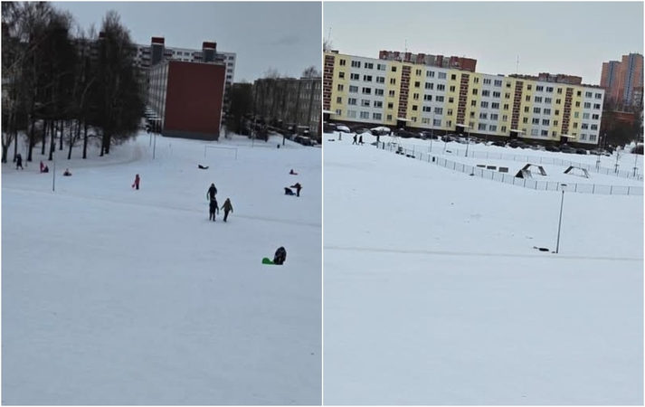 Nesaugu: nuo kalno čiuožinėję klaipėdiečiai pasipiktino šviestuvų stulpais.