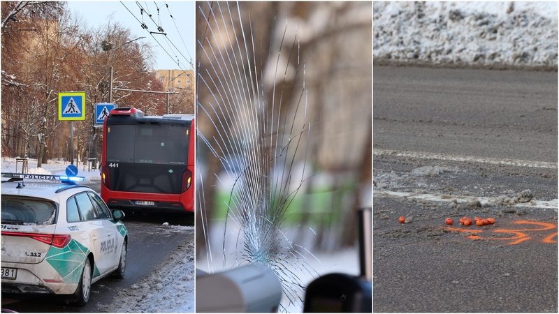 V. Krėvės prospekto pėsčiųjų perėjoje maršrutinis autobusas partrenkė moterį