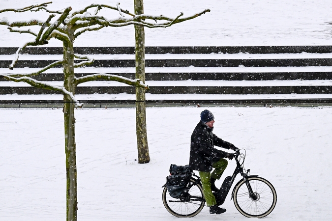 Dėl sniego Nyderlanduose sutriko oro, geležinkelių ir kelių eismas