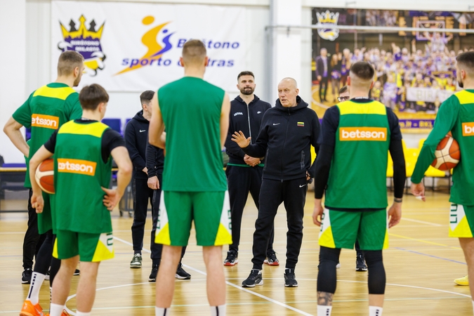 Lietuvos vyrų krepšinio rinktinės treniruotė Birštone