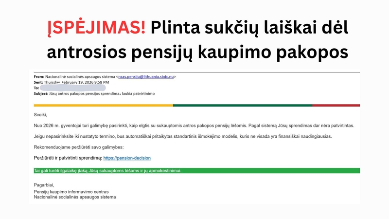 Įspėja: plinta sukčių laiškai dėl antrosios pensijų kaupimo pakopos