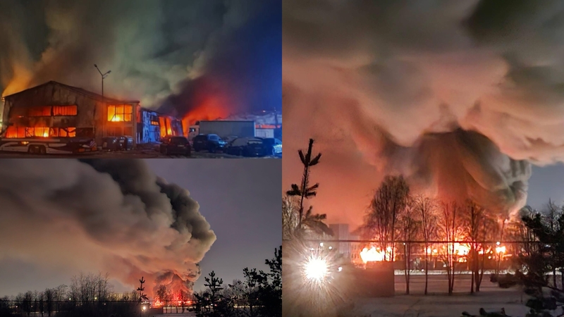 Per gaisrą Marijampolėje sudegė 10–15 vilkikų