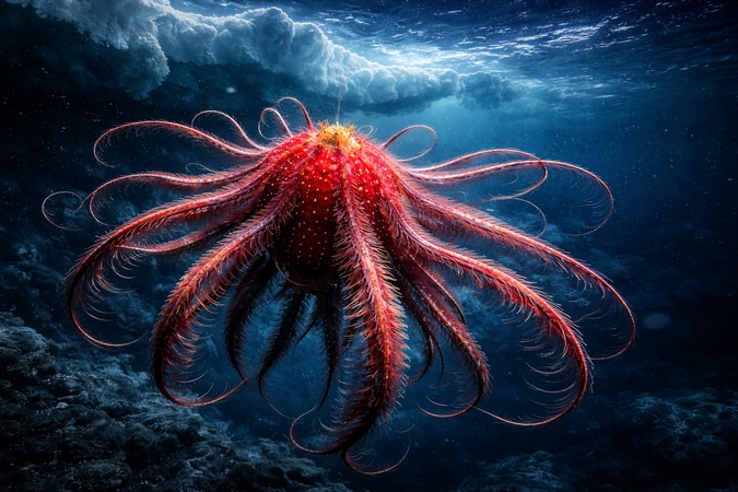 Mokslininkai Antarktidoje aptiko „braškinį monstrą“ su 20 čiuptuvų – kas tai per padaras?