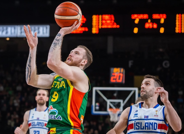 Įsižaidė: I. Brazdeikis per antrą dvikovą su islandais pelnė 27 taškus – tai jo karjeros Lietuvos rinktinėje rekordas.