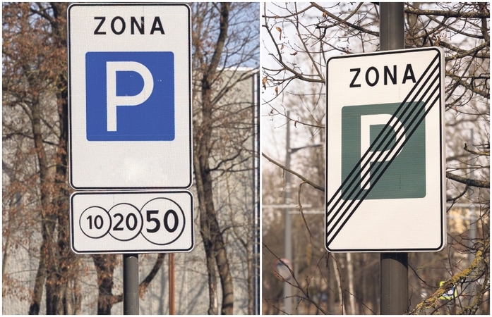 Svarbu: „Stovėjimo zonos“ (Nr. 541) ženklai su lentele apie mokamą parkavimą statomi visuose įvažiavimuose į teritoriją ir galioja tol, kol pasiekiamas zonos pabaigos ženklas.